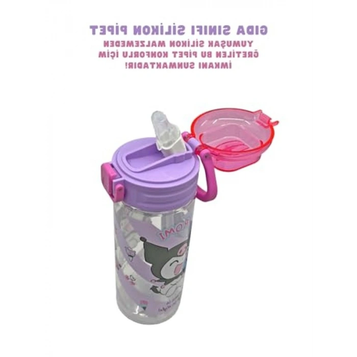 Yumuşak Silikon Pipetli Su Matarası, 500ml Kapasite
