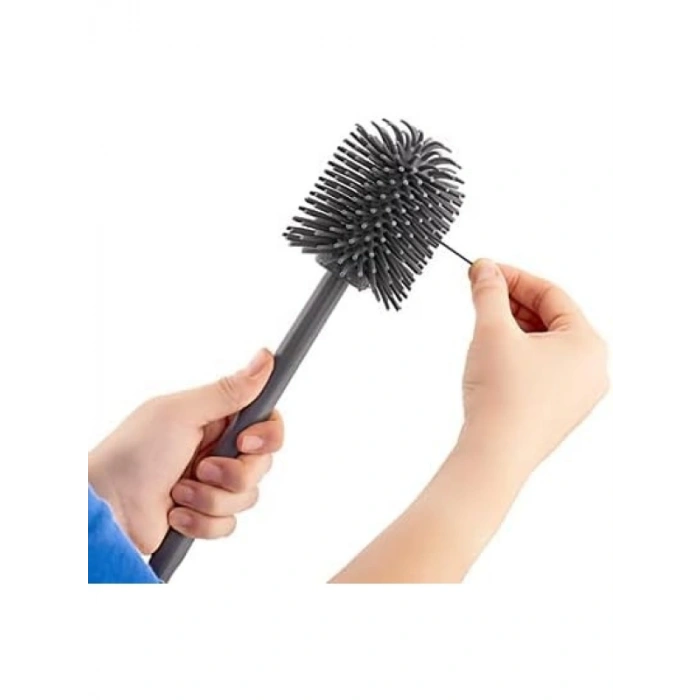 Yumuşak Uçlu Silikon Tuvalet Fırçası - Siyah