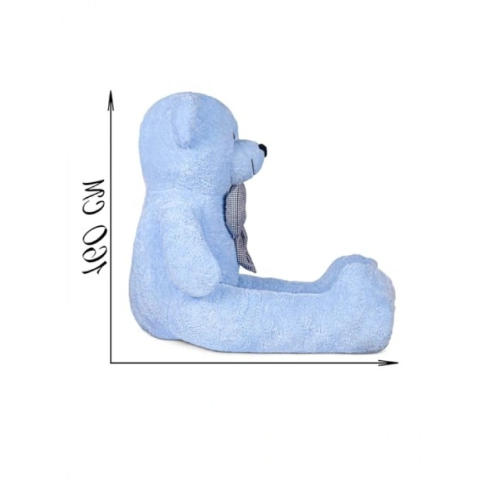 Yumuşak ve Sevimli Dev Peluş Ayıcık - 160 cm Papyonlu Tasarım (Mavi)