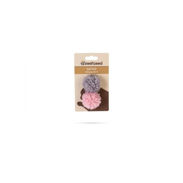 Yün kedi oyuncağı, pembe ve gri, 2 adet, 4 cm boyut