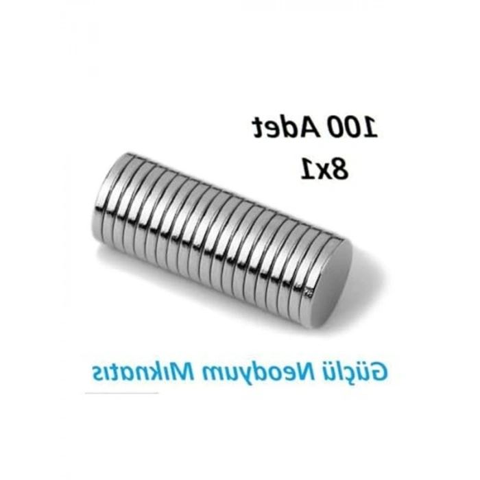 Yuvarlak 8x1 mm Neodyum Mıknatıs, 100 Adet Güçlü Magnet Seti