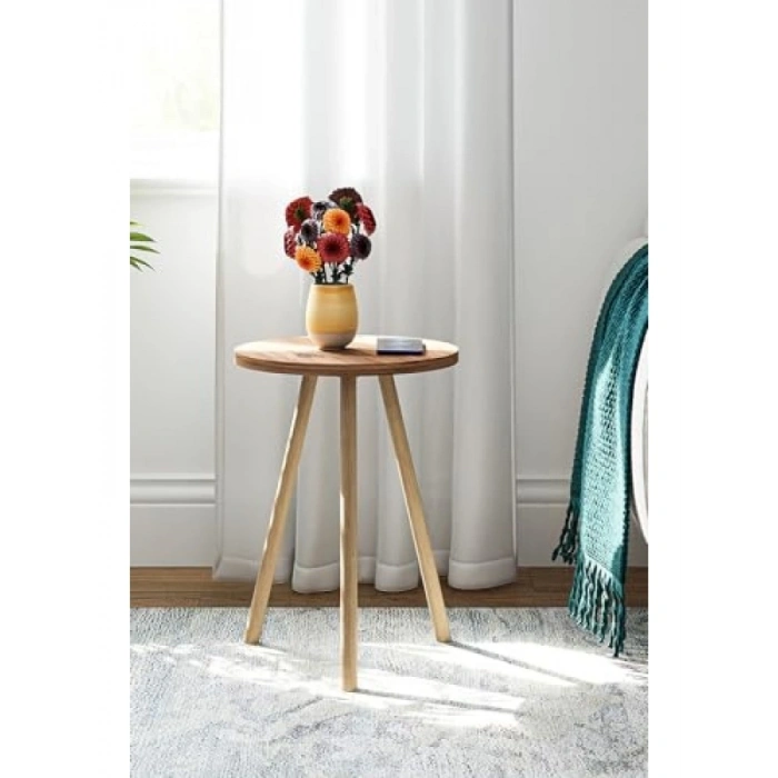 Yuvarlak Ahşap Ayaklı Zigon Sehpa