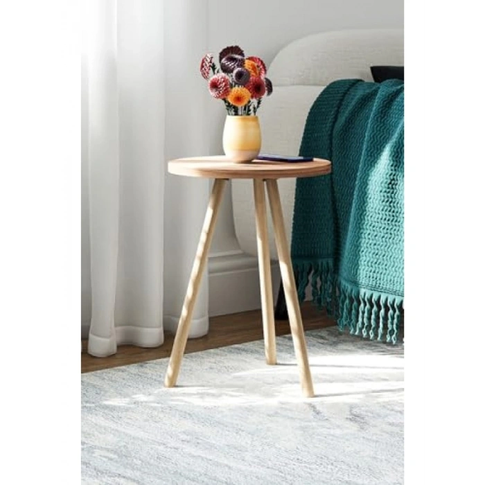 Yuvarlak Ahşap Ayaklı Zigon Sehpa