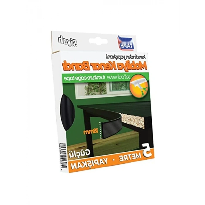 Yuvarlak Mobilya Masa Kenar Bandı - 18 mm x 5 mt, Siyah