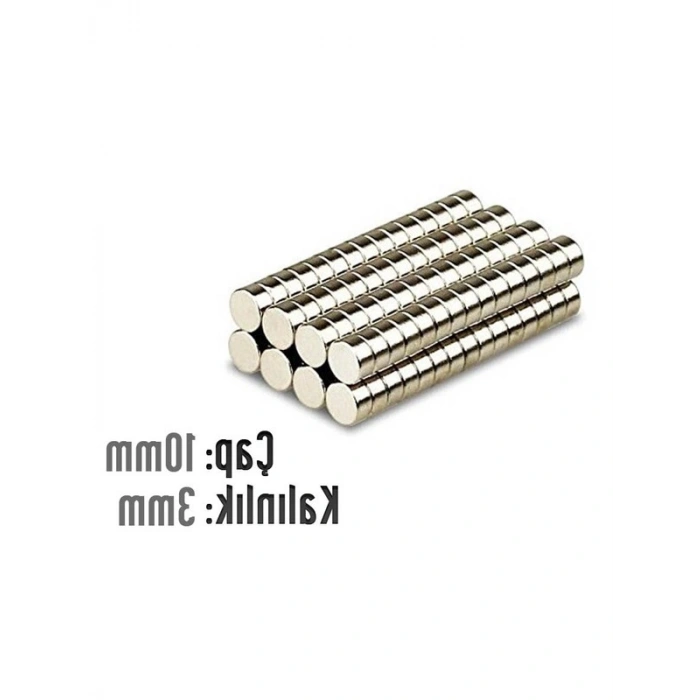 Yuvarlak Neodyum Mıknatıs - 10 Adet, 10x3 mm Boyutunda