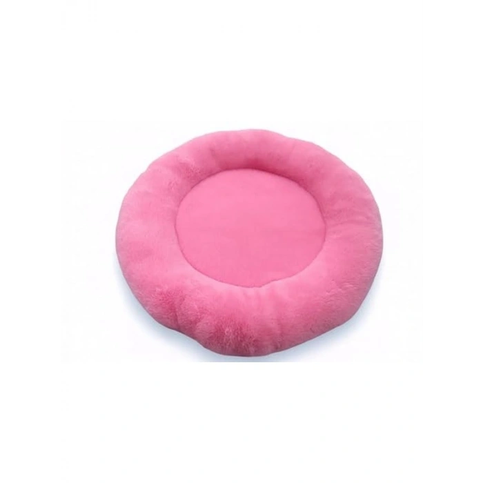 Yuvarlak yumuşak peluş kedi ve köpek yatağı, konforlu