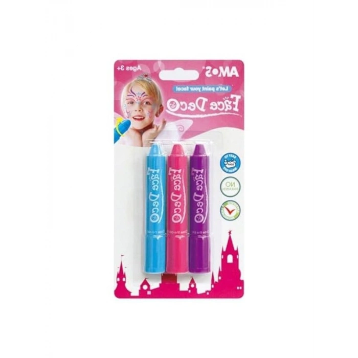 Yüz Boyası Seti - 3 Renkli 3lü Blister Paket