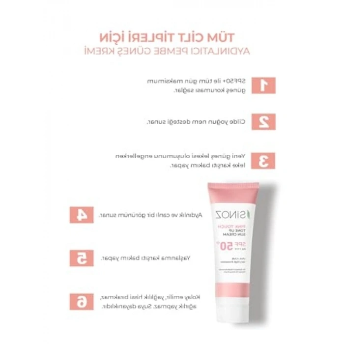 Yüz Güneş Kremi - SPF50+ Pembe Aydınlatıcı - 50 ml