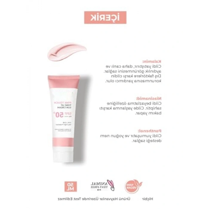 Yüz Güneş Kremi - SPF50+ Pembe Aydınlatıcı - 50 ml
