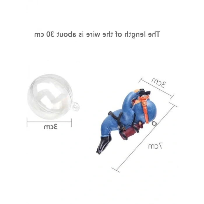 Yüzen Dalgıç Figürü, Akvaryum Dekorasyonu İçin Sevimli Aksesuarlar (2 Adet)