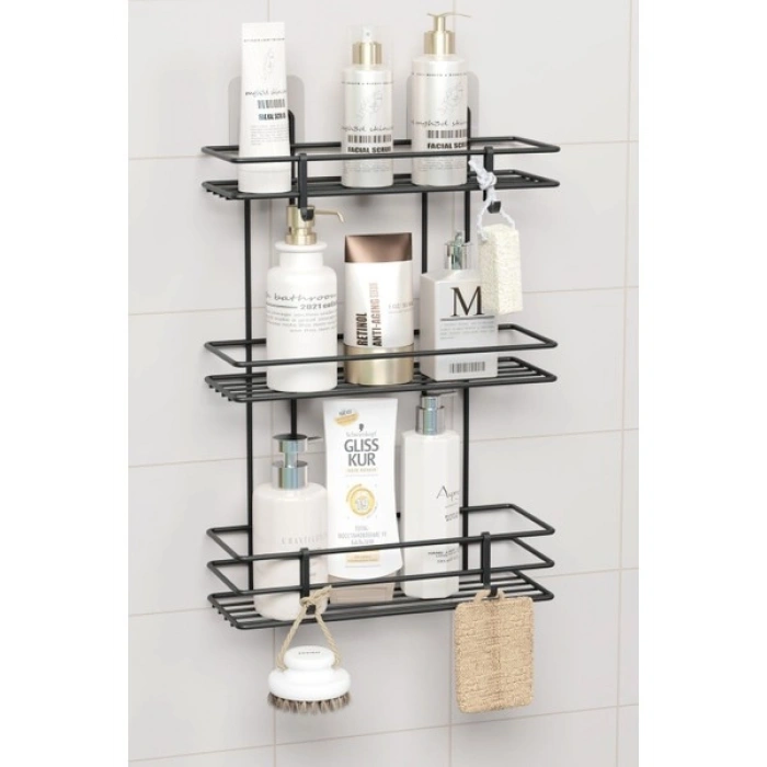 Zabata 3 Katlı Banyo Rafı Duş Şampuanlık Duvar Düzenleyici Organizer