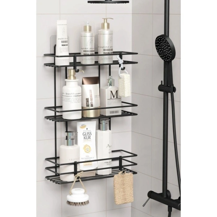 Zabata 3 Katlı Banyo Rafı Duş Şampuanlık Duvar Düzenleyici Organizer