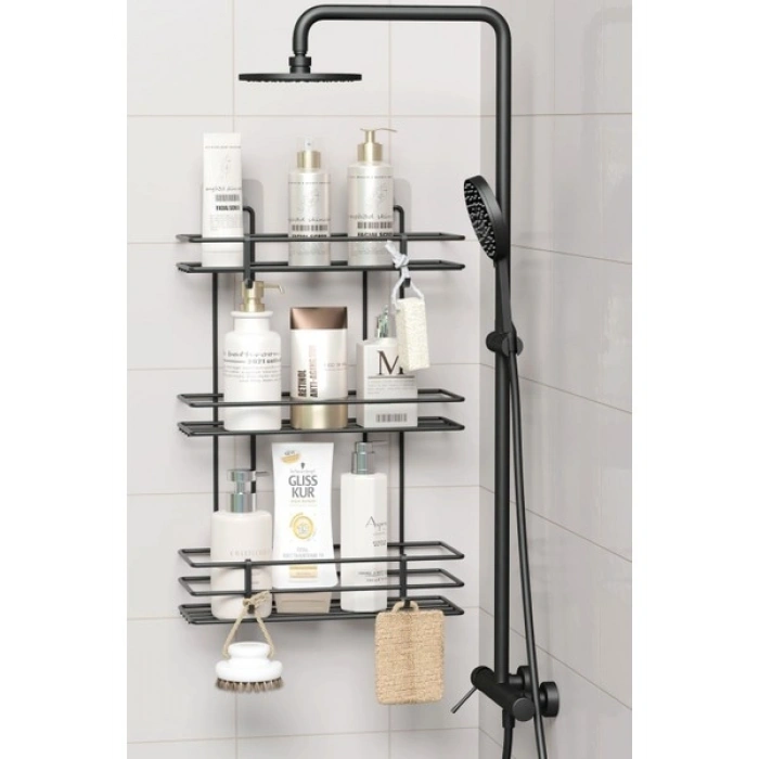 Zabata 3 Katlı Banyo Rafı Duş Şampuanlık Duvar Düzenleyici Organizer