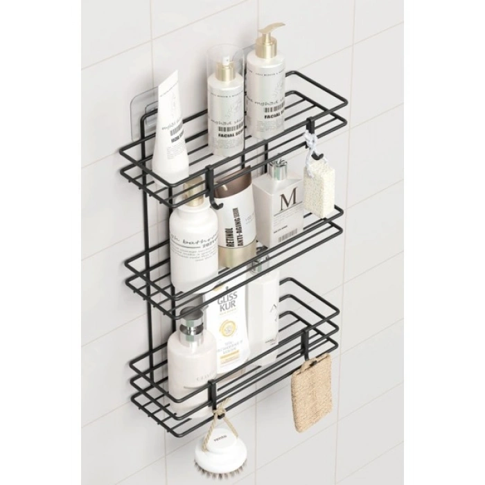 Zabata 3 Katlı Banyo Rafı Duş Şampuanlık Duvar Düzenleyici Organizer