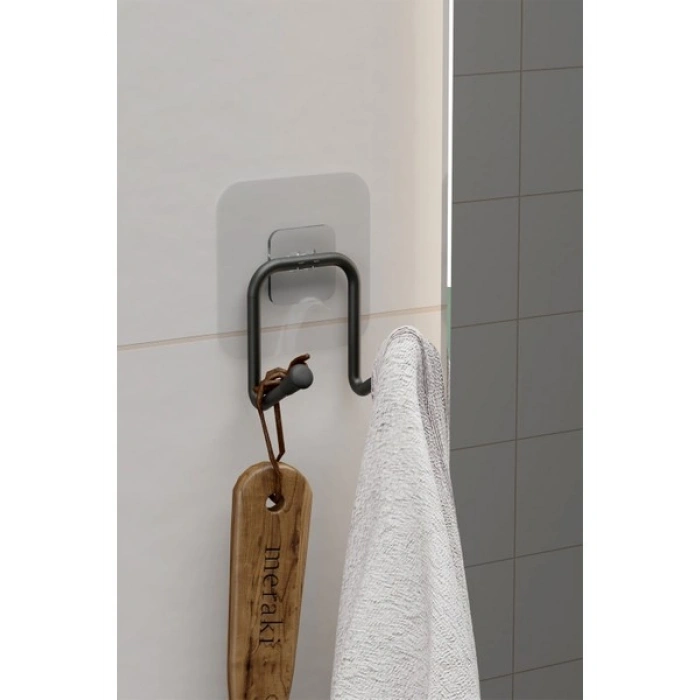 Zabata Yapışkanlı 2 Adet Çift Kancalı Banyo Mutfak Askısı Metal Askılık Duvar Askı Organizer