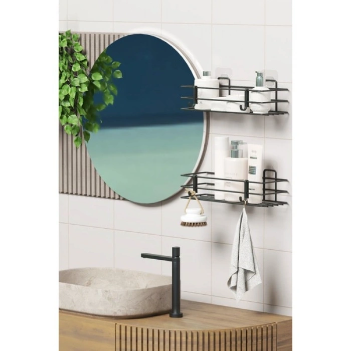 Zabata Yapışkanlı 2li Set Banyo Rafı Duş Şampuanlık Duvar Düzenleyici Organizer