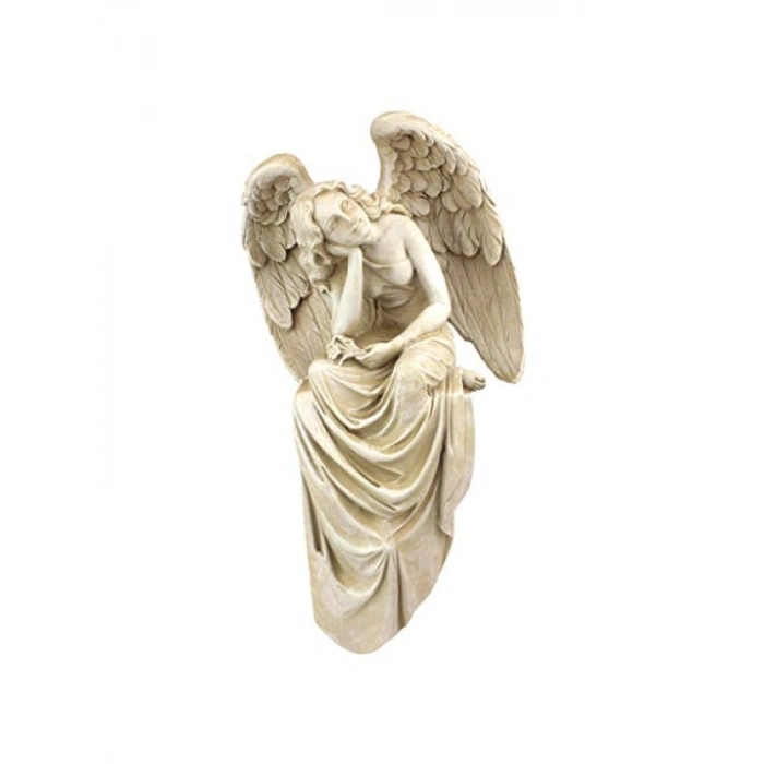 Zarif Oturan Melek Heykeli - 15 x 21,5 x 38 cm