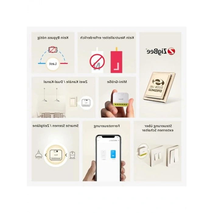 Zigbee Akıllı Anahtar, Nötr Tel Yok, Kompakt Tasarım