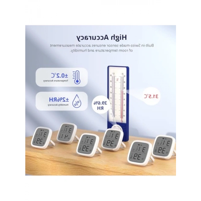 ZigBee Akıllı Mini Sıcaklık ve Nem Sensörü - LCD Ekranlı