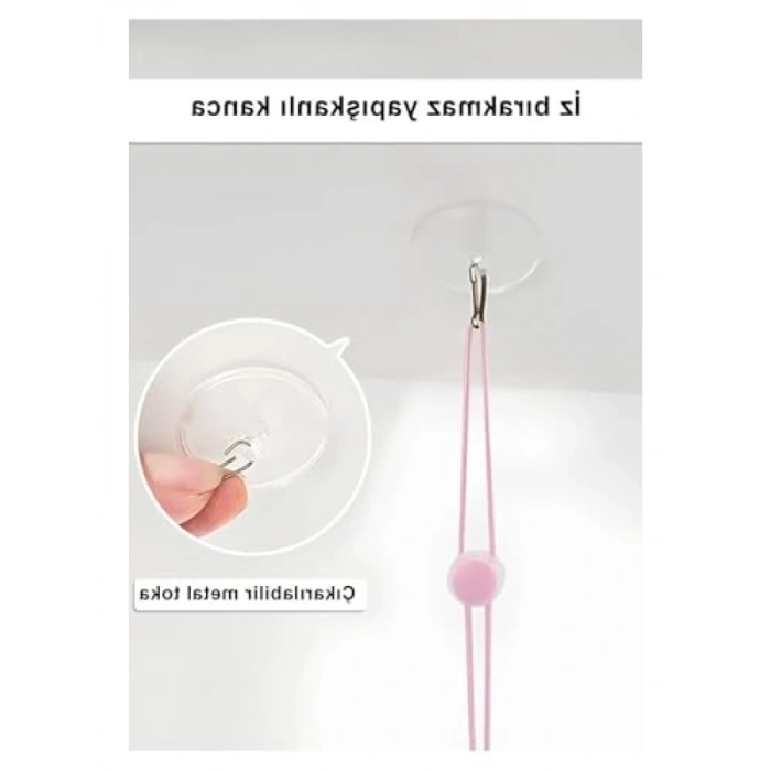 Zilli Tırtıl Kedi Oyuncağı - Kendinden Yapışkanlı, Elastik İpli