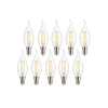 10lu Paket 4W E14 Kıvrık LED Mum Ampul, Şeffaf Cam Filament