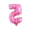 16 İnç Pembe Kalpli Folyo Balon - 5 Rakamı