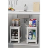 2 Katlı Tekerlekli Tezgah Altı Raf, Beyaz Renk, Mutfak ve Banyo İçin