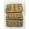 2li Kapaklı Hasır Sepet Seti - Doğal Görünüm