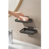 2li Set Yapışkanlı Siyah Banyo Sabunluk, Katı Sabun Tutacağı ve Süngerlik