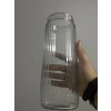 24 cm Dikey Çizgili Şeffaf Cam Vazo, Modern Ev Dekoru için