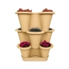 26.5 x 26.5 cm Boyutunda 3 Katlı Dekoratif Saksı Seti, Bronz Renk