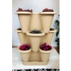 26.5 x 26.5 cm Boyutunda 3 Katlı Dekoratif Saksı Seti, Bronz Renk