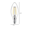 2700K Sarı Işık Renk Seçeneği ile Led Mum Filament Ampul, 3lü Paket