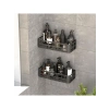 27x12 cm Ölçülerinde Siyah Yapışkanlı Banyo Rafı Seti, Matkapsız Montaj