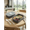 3 Bölmeli Sızdırmaz Lunch Box, BPA İçermeyen Yemek Kabı, Gri Renk