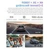 3 Kameralı Araç Kamerası, Ön-İç-Arka 4K+2K Kayıt