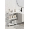 3 Katlı Tekerlekli İnce Beyaz Banyo ve Mutfak Rafı