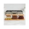 3lü Bambu Kapaklı Cam Kahvaltılık Seti