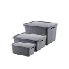 3lü Kapaklı Kutu Seti - Antrasit Renk, Farklı Kapasiteler