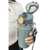 304 L Çelik Mavi 600 ml Askılı ve Pipetli Matara Suluk cin411mv