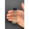 30ml Şeffaf Cam Shot Şişesi Sızdırmaz Siyah Kapaklı Çok Amaçlı Kullanım