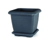 37 cm Tabaklı Kare Saksı, 25.5 Litre Kapasite, Antrasit