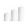 3’lü Beyaz Silindir Blok Mum Seti - Dekoratif