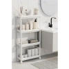 4 Katlı Tekerlekli İnce Beyaz Banyo ve Mutfak Rafı