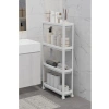 4 Katlı Tekerlekli İnce Beyaz Banyo ve Mutfak Rafı