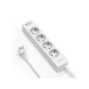 4 Yollu Çoklu Priz, 2 Metre, Anahtarlı ve USB Girişi ile