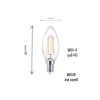 4W LED Filament Mum Ampul, E14 Duy, 6500K Beyaz Işık