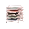 5 Katlı Metal Kağıt Rafı - Pembe