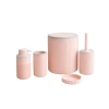 5Li Modern Banyo Seti, Açık Pembe, Çizgili Tasarım