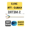 5 Metre Uzunluğunda Beyaz TTR Kablo, 3x1.5 mm² Kesit